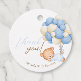 Vielen Dank für Teddy Balloon Baby Boy Dusche Geschenkanhänger