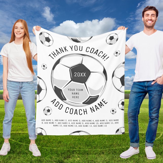 Vielen Dank Fußball Coach Black & White Player Nam Fleecedecke (Von Creator hochgeladen)