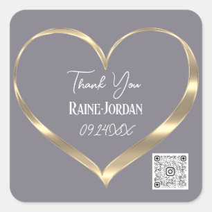 Vielen Dank Gastgeschenk Hochzeit QR CODE Gray Gol Quadratischer Aufkleber