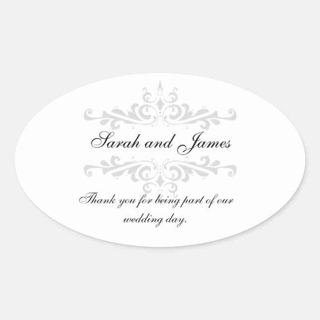 Vielen Dank, Gastgeschenk Hochzeit Sticker Grau Wh (Vorderseite)