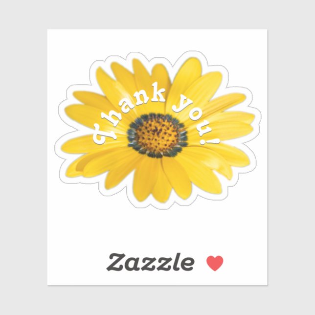 Vielen Dank, gelbe Blume Blütenaufkleber Aufkleber (Blatt)
