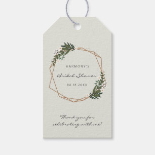 Vielen Dank Geometric Frame Greenery Brautparty Geschenkanhänger