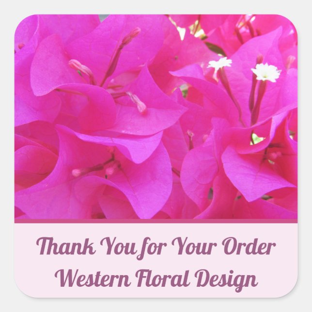 Vielen Dank Geschäftsbestellung Schöne rosa Blume Quadratischer Aufkleber (Vorderseite)