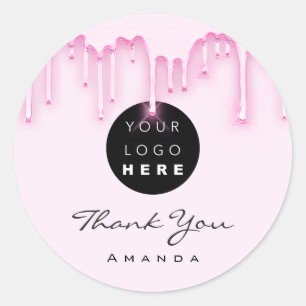 Vielen Dank Geschäftsname Makeup Künstler Pink L Runder Aufkleber