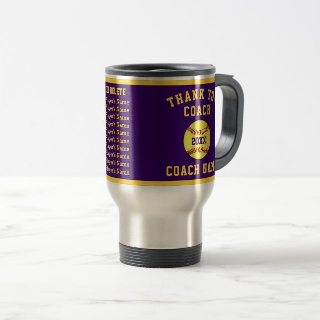 Vielen Dank Geschenke für Softball Coaches, Softba Reisebecher (VorderseiteRechts)