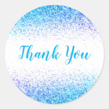 Vielen Dank Glam Blue Glitzer Elegant Girly Script