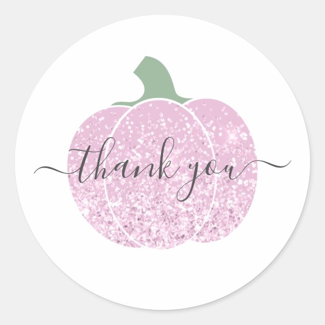 Vielen Dank glam Glitzer rosa Kürbis glänzend Runder Aufkleber (Vorderseite)