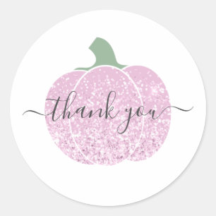 Vielen Dank glam Glitzer rosa Kürbis glänzend Runder Aufkleber