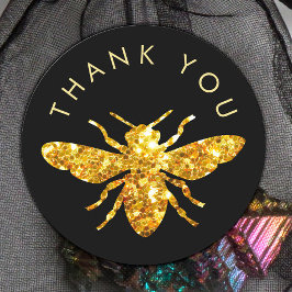 Vielen Dank, Glitzer Biene Logo Runder Aufkleber