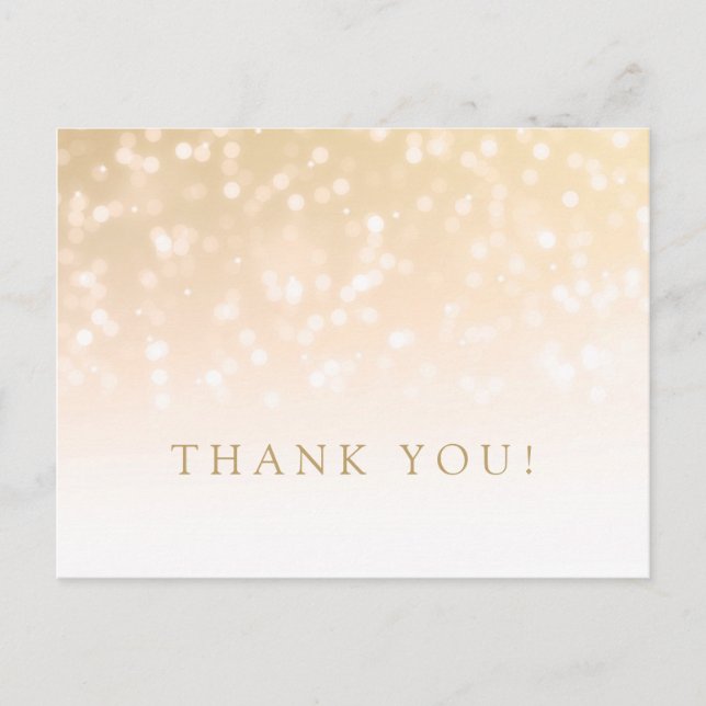 Vielen Dank, Gold Bokeh Sparkle Lights Postkarte (Vorderseite)