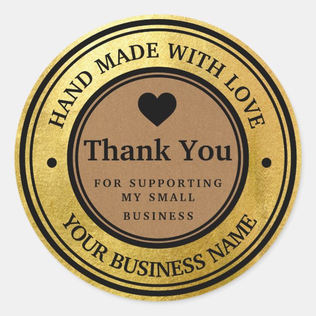Vielen Dank Gold Craft Paper Classic Round Sticker (Vorderseite)