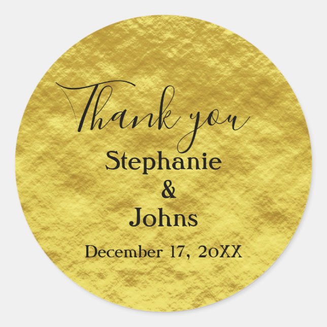 Vielen Dank Gold Foil Wedding Geschenk Gefallen Mo Runder Aufkleber (Vorderseite)