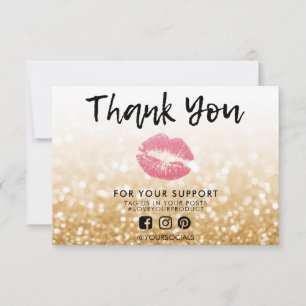 Vielen Dank Gold Glitzer Rosa Lippen Media Insert