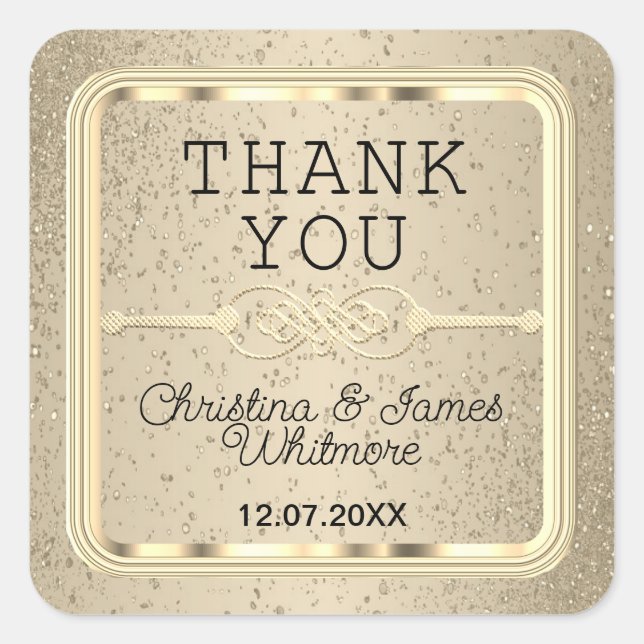 Vielen Dank - Gold Glitzer und Gold Labels Square Quadratischer Aufkleber (Vorderseite)