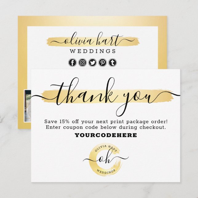 Vielen Dank Gold Minimalistisch Stylist Marketing  Postkarte (Vorne/Hinten)