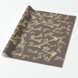 Vielen Dank Gold Script Brown Ivory Caligraphy Geschenkpapier