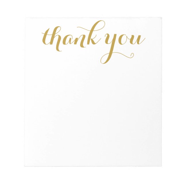 Vielen Dank Gold Script Print 5.5 x 6 Notizblock (Vorderseite)