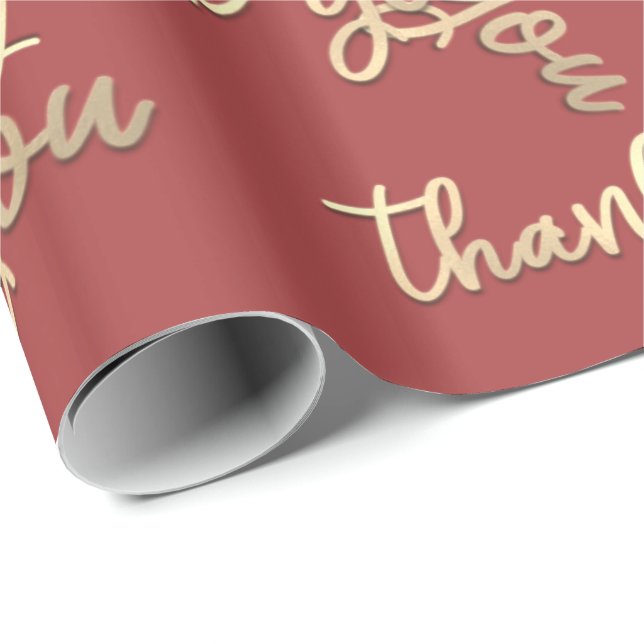 Vielen Dank Gold Script Rose Gastgeschenk Hochzeit Geschenkpapier (Rolleneckpunkt)