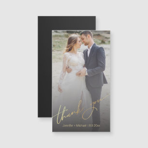 Vielen Dank Gold Skript Hochzeit verblassten Foto Magnetkarte