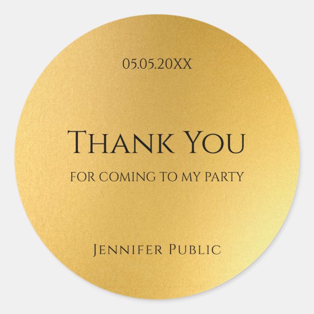 Vielen Dank Gold Template Elegant Golden Design Runder Aufkleber (Vorderseite)