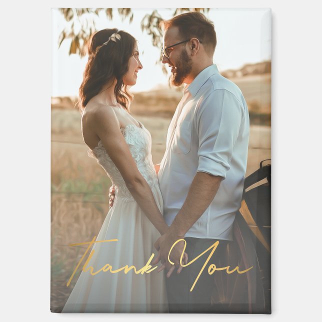 Vielen Dank, Golden handwriting Hochzeit Foto Magnet (Vorderseite)