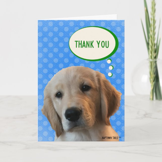 Vielen Dank Golden Retriever Dog Blue Polka Dot Ca Karte (Vorderseite)
