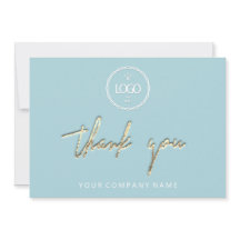 Vielen Dank, Golden Script Business Logo Aqua
