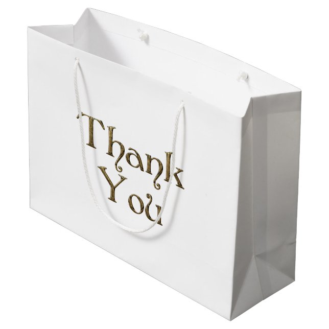 Vielen Dank Golden Typografy Text Elegant Große Geschenktüte (Rückseite Schrägansicht)