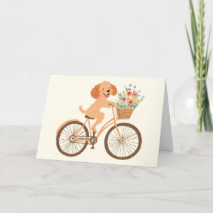 Vielen Dank Goldendoodle Dog Biking Spring Blumen Dankeskarte