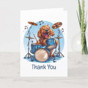 Vielen Dank Goldendoodle Hund spielen Trommeln Dankeskarte