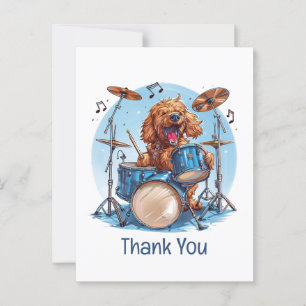 Vielen Dank Goldendoodle Hund spielen Trommeln Postkarte