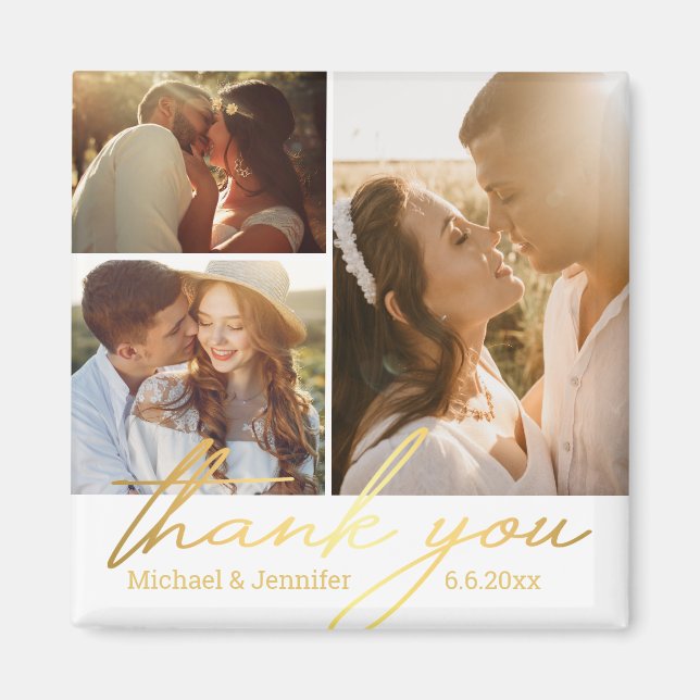 Vielen Dank Goldkalligraphie Hochzeit 3 Foto Colla Magnet (Vorne)