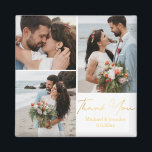 Vielen Dank, Goldkalligraphie Hochzeit 3 Fotos Magnet<br><div class="desc">Fotos von freepik.com elegante Goldkalligraphie Hochzeit 3 Fotos Collage Danke Magnet.</div>