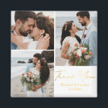Vielen Dank, Goldkalligraphie Hochzeit 3 Fotos Magnet<br><div class="desc">Fotos von freepik.com elegante Goldkalligraphie Hochzeit 3 Fotos Collage Danke Magnet.</div>