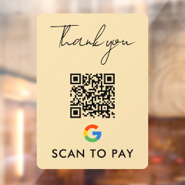 Vielen Dank Google Pay QR Code Scan zu zahlen Groo Fensteraufkleber
