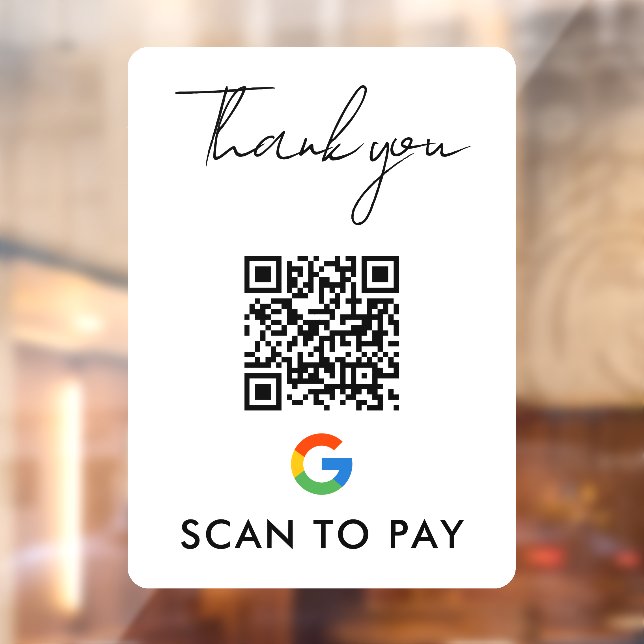 Vielen Dank Google Pay QR Code Scan zu zahlen Whit Fensteraufkleber (Blatt 2)