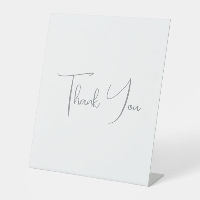 Vielen Dank, Gray handschriftlich klassischen Chic Sockelschild (Vorderseite)