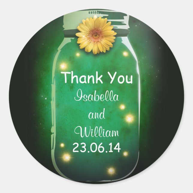 Vielen Dank gree rustikale whimsical Mason Glas Au Runder Aufkleber (Vorderseite)
