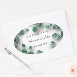 Vielen Dank Green Eukalyptus Woodland Gastgeschenk Ovaler Aufkleber