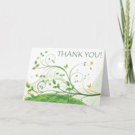 Vielen Dank (grün & orange Floral) Dankeskarte