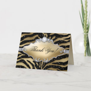Vielen Dank Grußkarte Zebra Sparkle Black Gold Dankeskarte