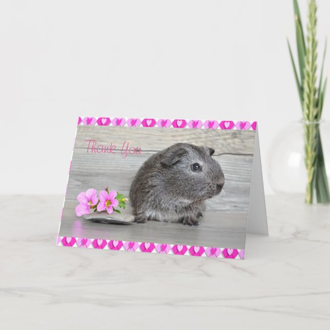 Vielen Dank, Guinea Schweinekarte für ein Mädchen Dankeskarte (Vorderseite)