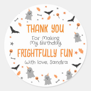Vielen Dank Halloween Birthday Orange Black Gray Runder Aufkleber