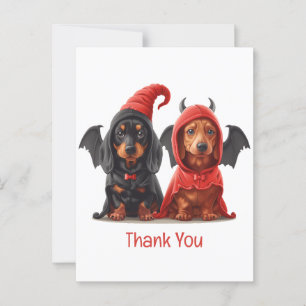 Vielen Dank Halloween Dachshund Hunde Teufel Flede Postkarte