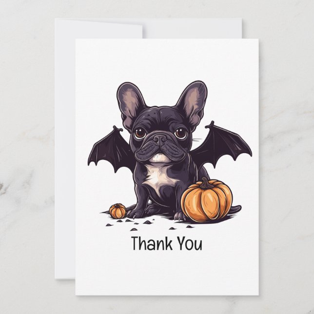 Vielen Dank Halloween French Bulldog Bat Pumpkins Dankeskarte (Vorderseite)