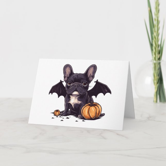 Vielen Dank Halloween French Bulldog Bat Pumpkins Dankeskarte (Vorderseite)