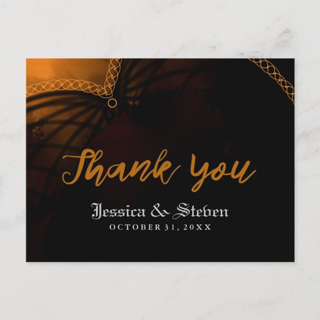 Vielen Dank Halloween Gothic Wedding Post Card Postkarte (Vorderseite)