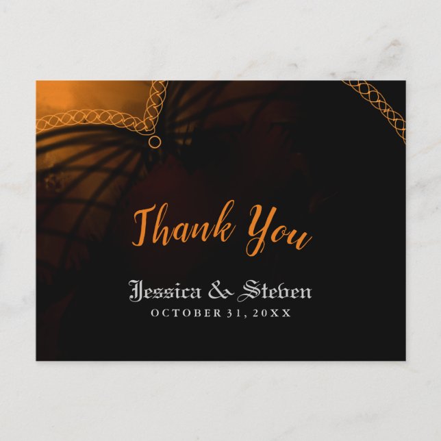 Vielen Dank Halloween Gothic Wedding Post Card Postkarte (Vorderseite)