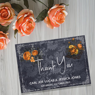Vielen Dank Halloween Wedding Orange Rose Dankeskarte