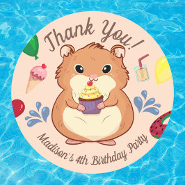 Vielen Dank Hamster Birthday Pool Party Runder Aufkleber